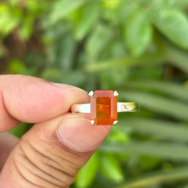 925 Silver Emerald Fire Opal Ring