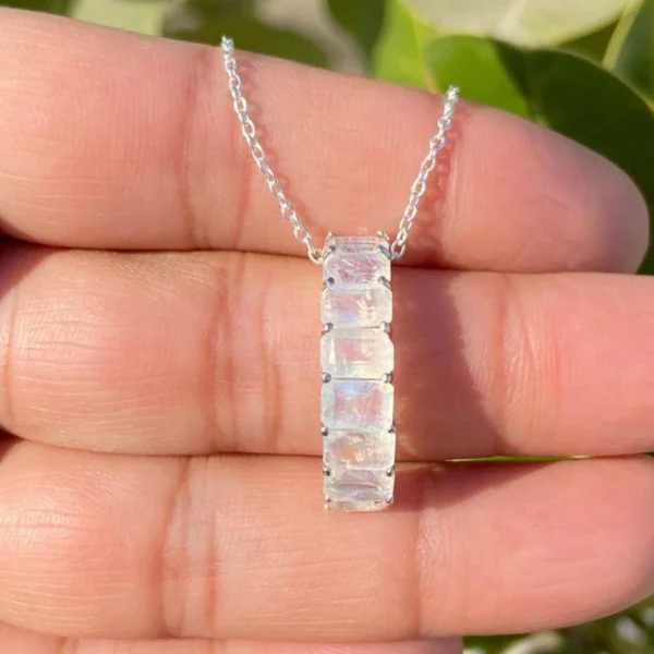 925 Silver Emerald Moonstone Necklace