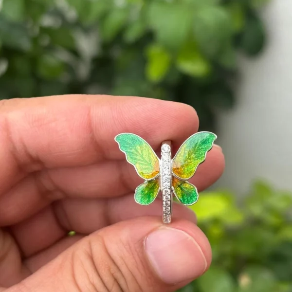 925 Silver Enameled Butterfly Ring