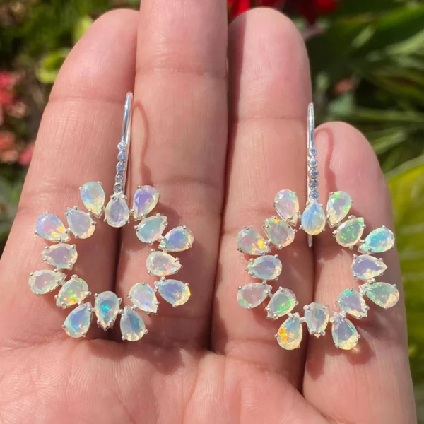 925 Silver Ethiopian Opal Dangle Earrings