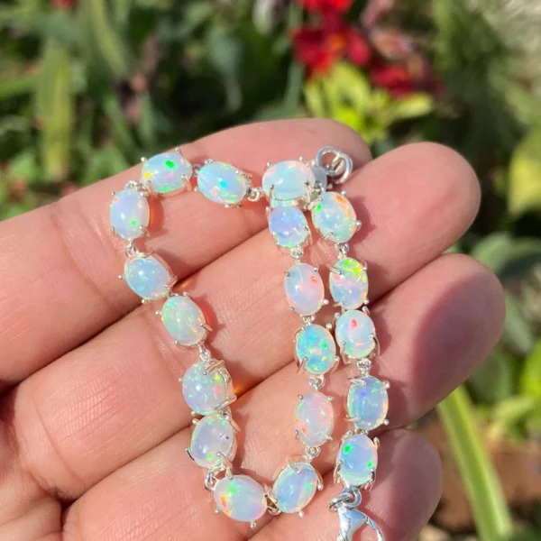 925 Silver Ethiopian Opal Tennis Bracelet