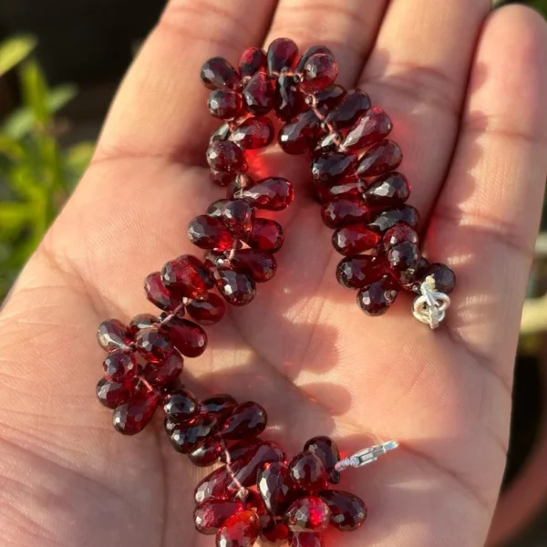 925 Silver Faceted Garnet Beads Bracelet