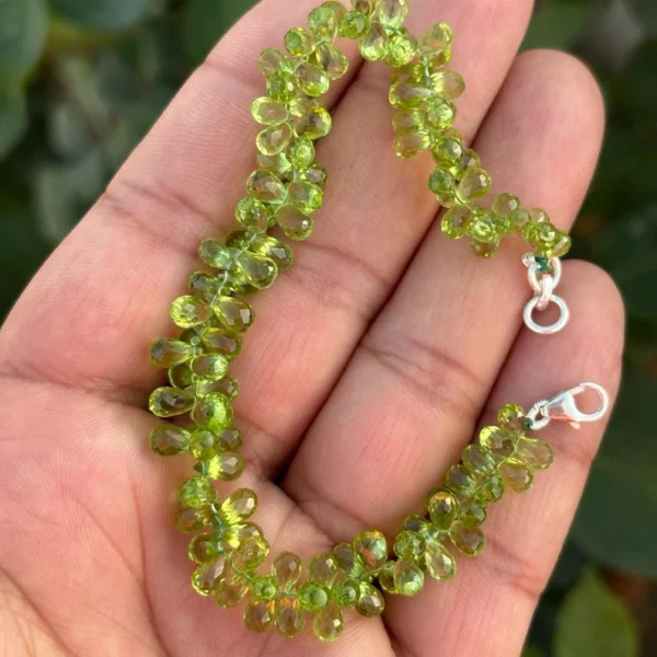 925 Silver Faceted Peridot Beads Bracelet