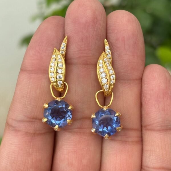 925 Silver Fluorite Drop Earrings