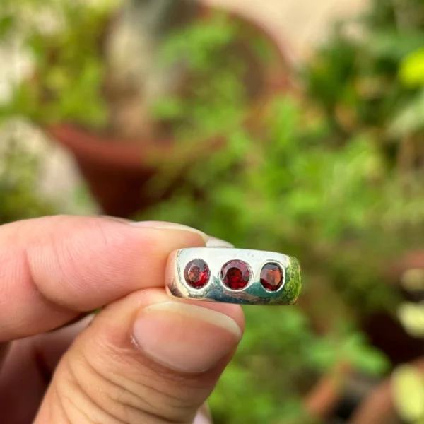 925 Silver Garnet Band Ring