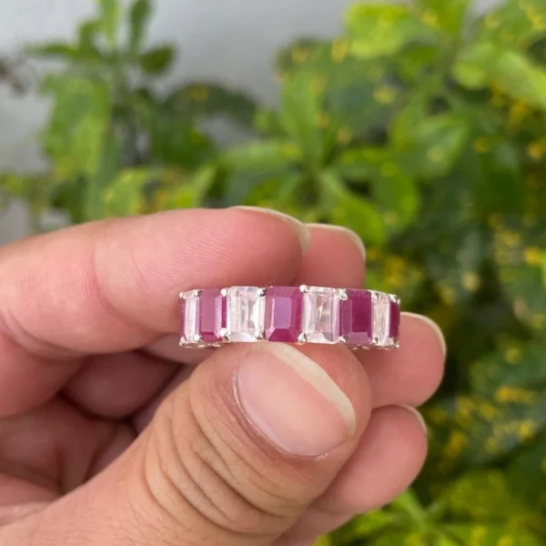 925 Silver Gemstone Eternity Band Ring