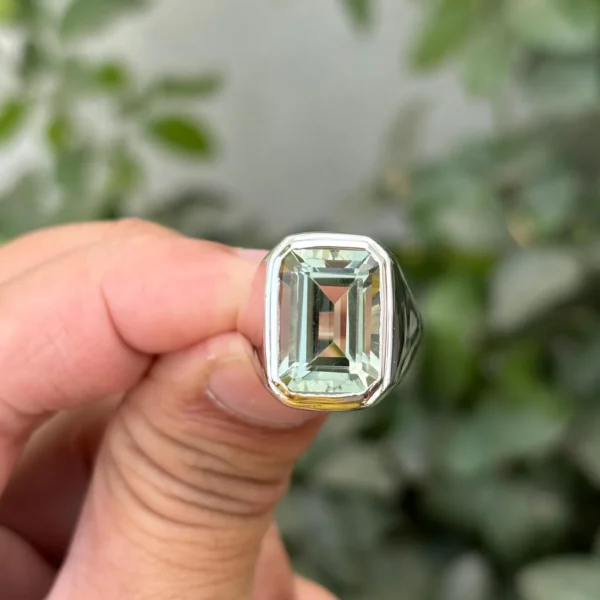 925 Silver Green Amethyst Ring