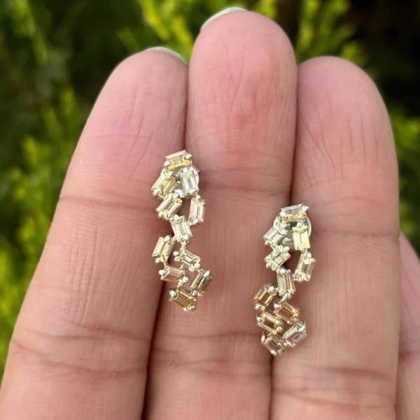 925 Silver Imperial Topaz Baguette Stud Earrings
