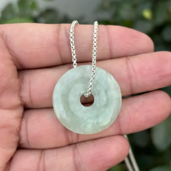 925 Silver Jade Circle Necklace