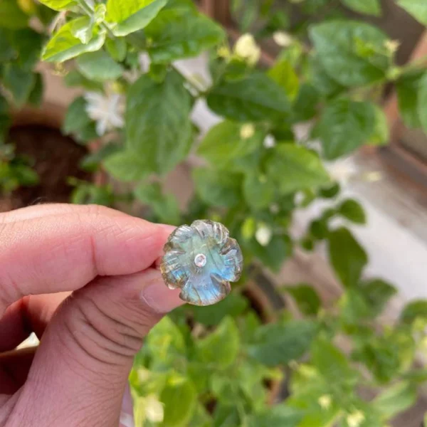 925 Silver Labradorite Diamond Flower Ring