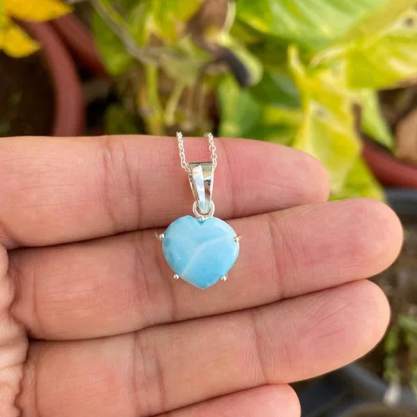 925 Silver Larimar Heart Necklace