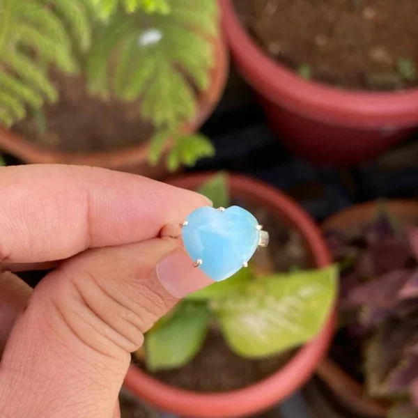 925 Silver Larimar Heart Ring