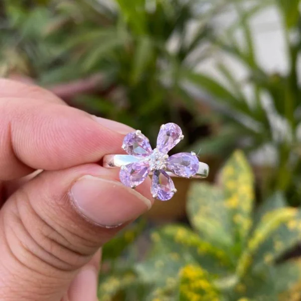 925 Silver Lavender Amethyst Floral Ring