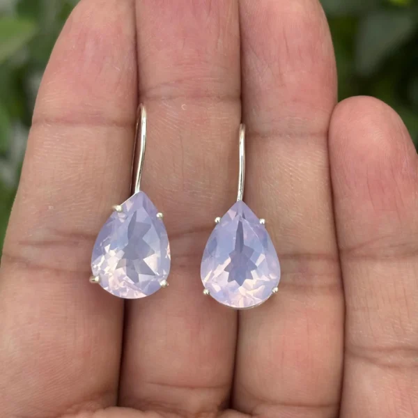 925 Silver Lavender Quartz Dangle Earrings