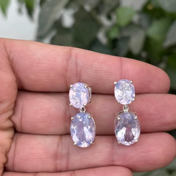 925 Silver Lavender Quartz Drop Earrings