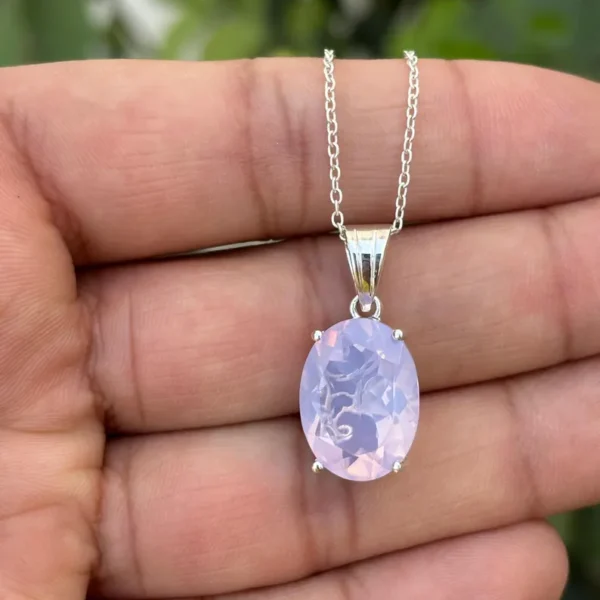 925 Silver Lavender Quartz Prong Set Necklace