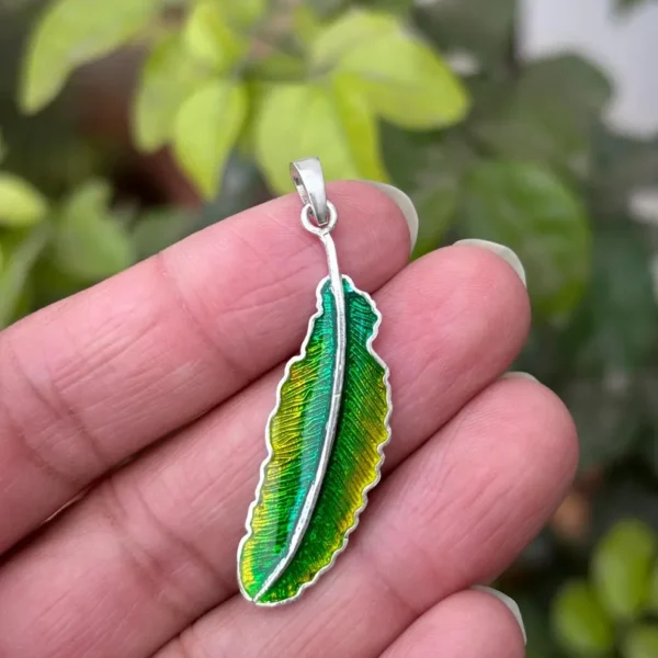 925 Silver Leaf Enamel Pendant
