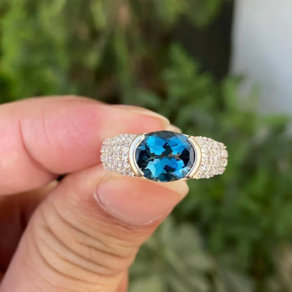 925 Silver London Blue Topaz Ring