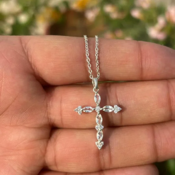925 Silver Marquise Cross Necklace