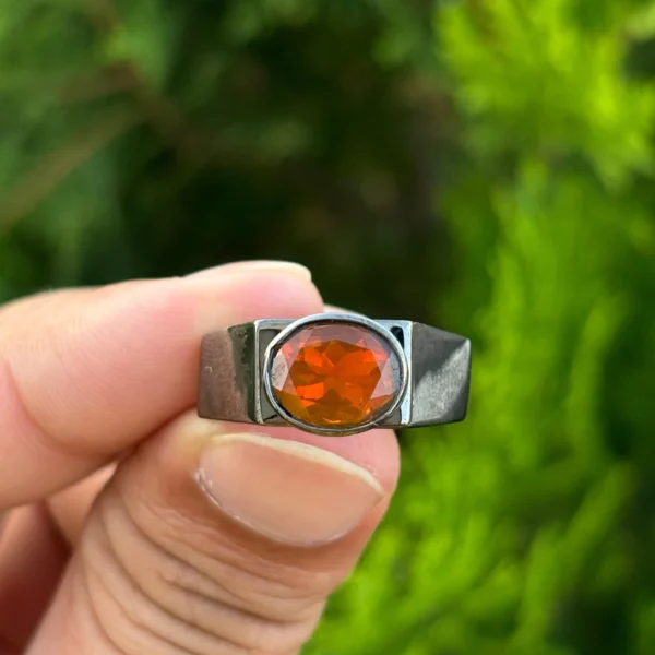 925 Silver Mexican Fire Opal Ring