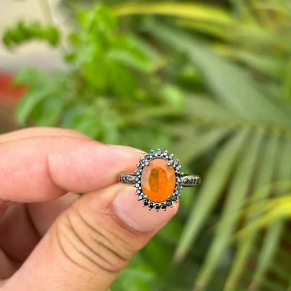 925 Silver Mexican Fire Opal Ring