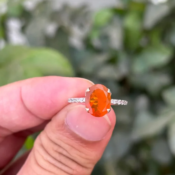 925 Silver Mexican Fire Opal Ring