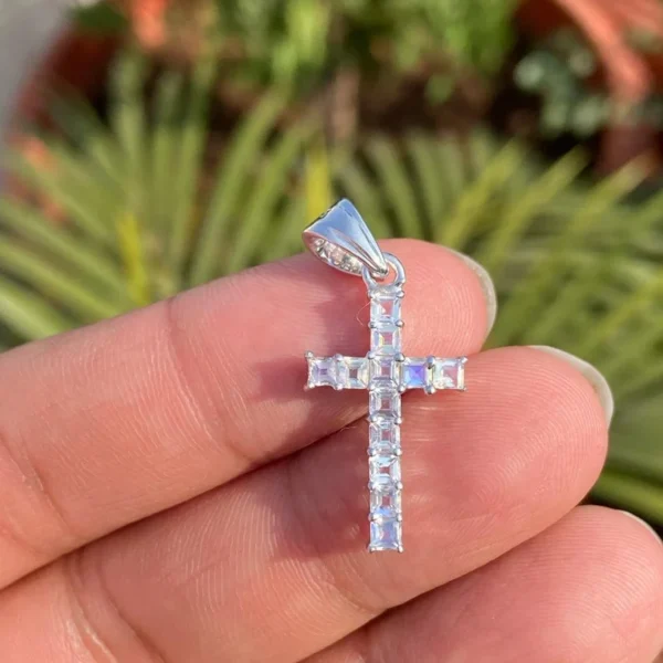 925 Silver Moonstone Cross Pendant