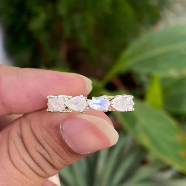925 Silver Moonstone Eternity Band Ring