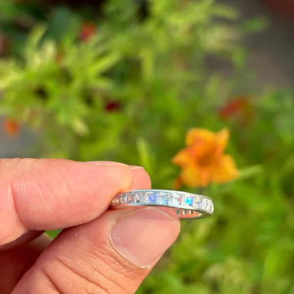 925 Silver Moonstone Eternity Band Ring