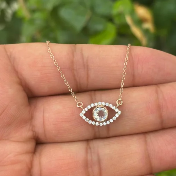 925 Silver Moonstone Evil Eye Necklace