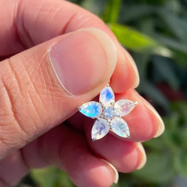 925 Silver Moonstone Flower Necklace