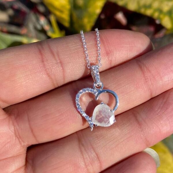925 Silver Moonstone Heart Necklace