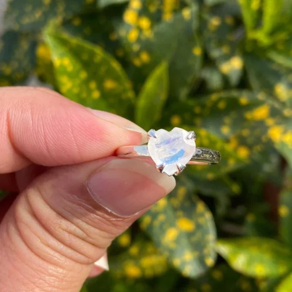 925 Silver Moonstone Heart Ring