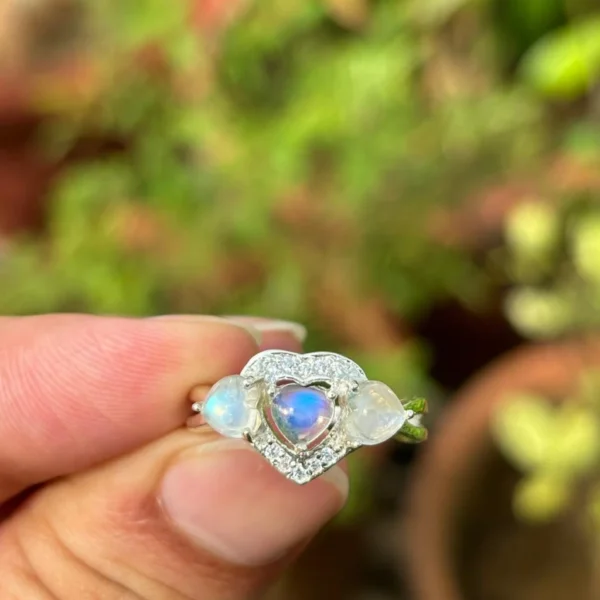 925 Silver Moonstone Heart Ring