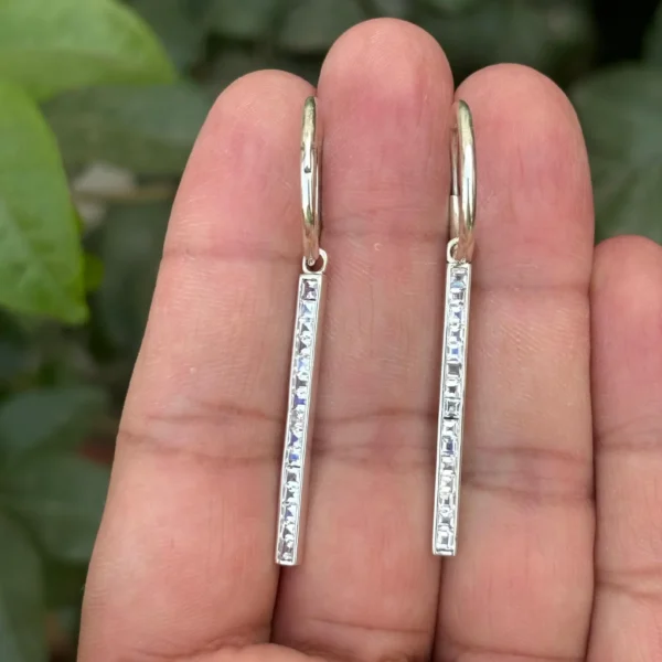 925 Silver Moonstone Long Earrings