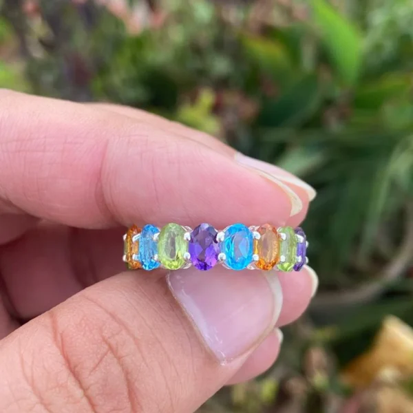 925 Silver Multi Stone Eternity Band Ring