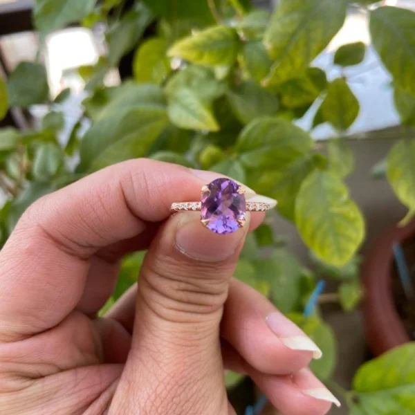 925 Silver Natural Amethyst Ring