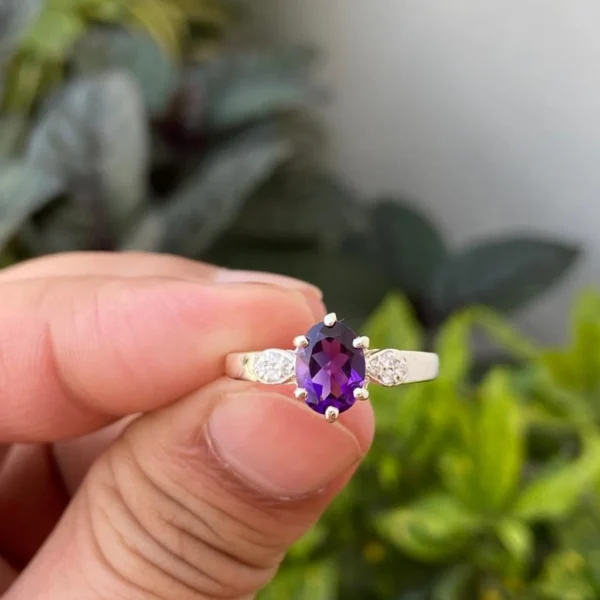 925 Silver Natural Amethyst Ring