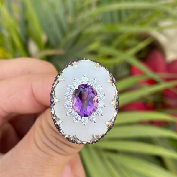 925 Silver Natural Amethyst Ring