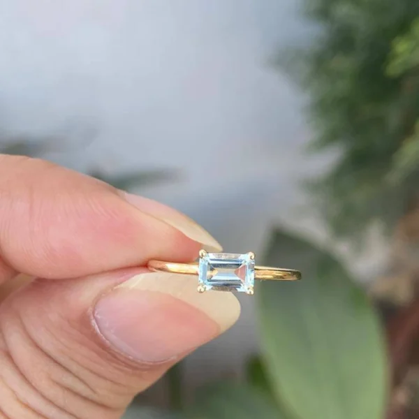 925 Silver Natural Aquamarine Ring