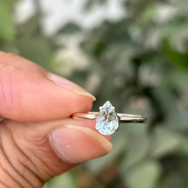 925 Silver Natural Aquamarine Ring
