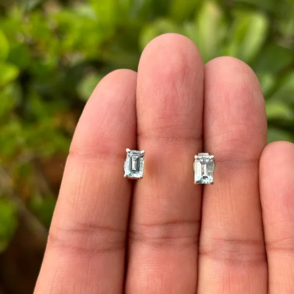925 Silver Natural Aquamarine Stud Earrings