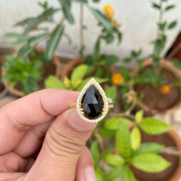 925 Silver Natural Black Onyx Ring