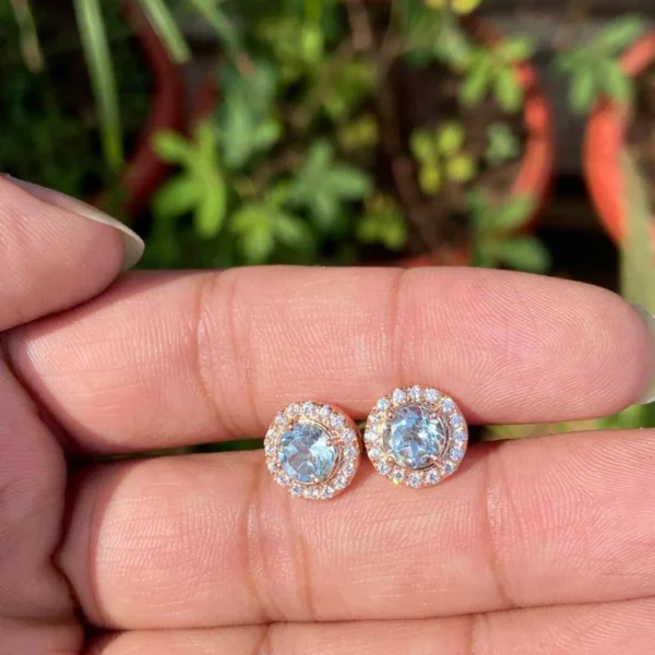 925 Silver Natural Blue Topaz Stud Earrings