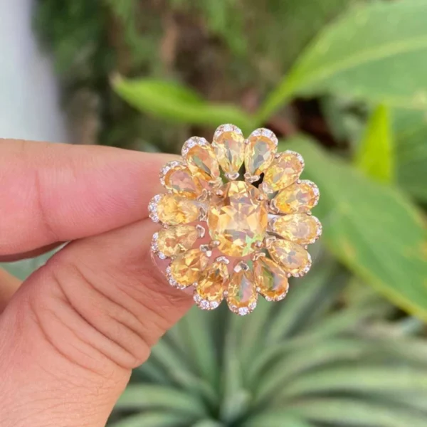 925 Silver Natural Citrine Cocktail Ring