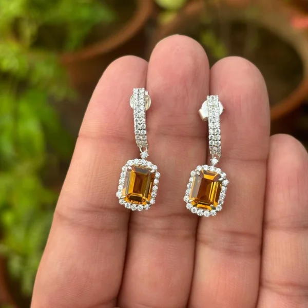 925 Silver Natural Citrine Drop Earrings