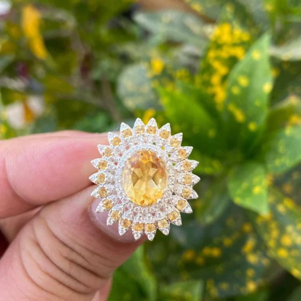 925 Silver Natural Citrine Ring