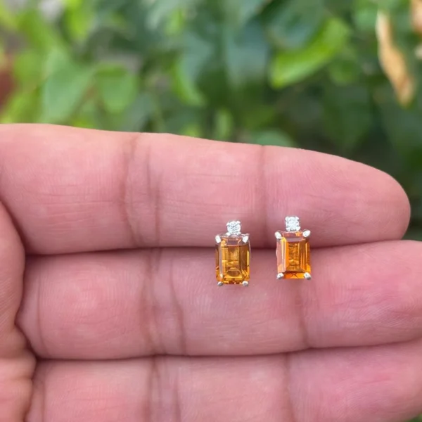 925 Silver Natural Citrine Stud Earrings