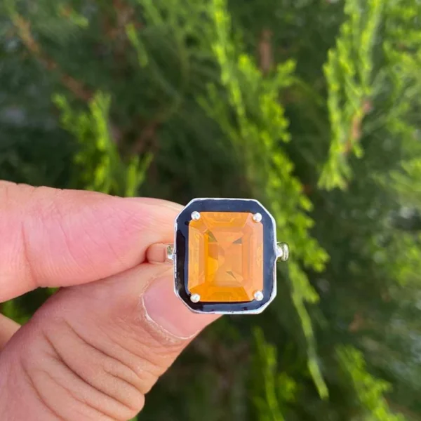 925 Silver Natural Fire Opal Ring