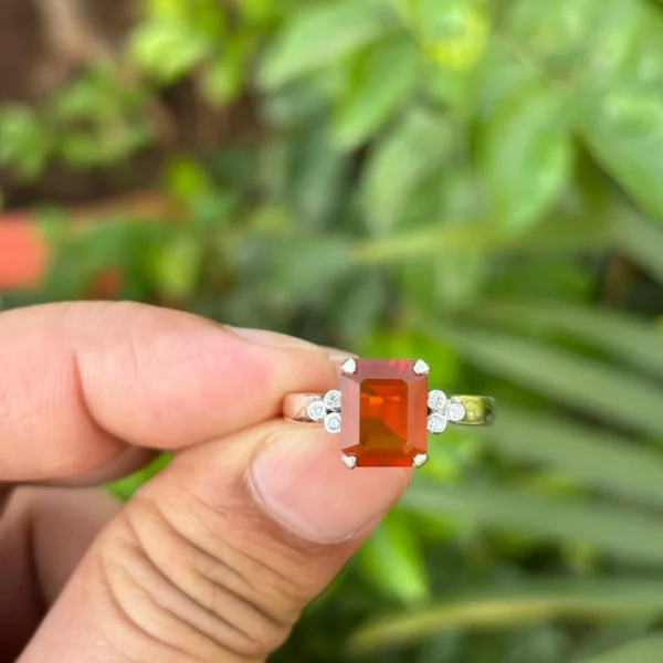 925 Silver Natural Fire Opal Ring